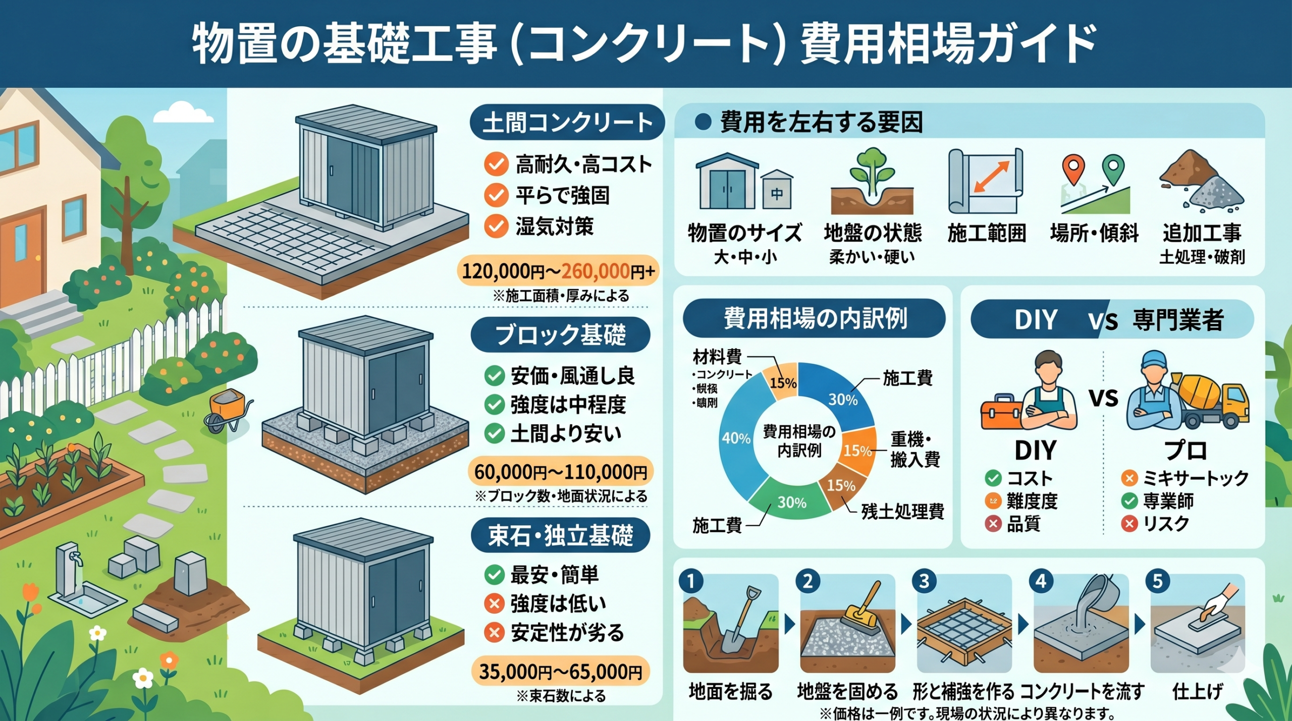 物置の基礎工事をコンクリートで行う費用相場とは？