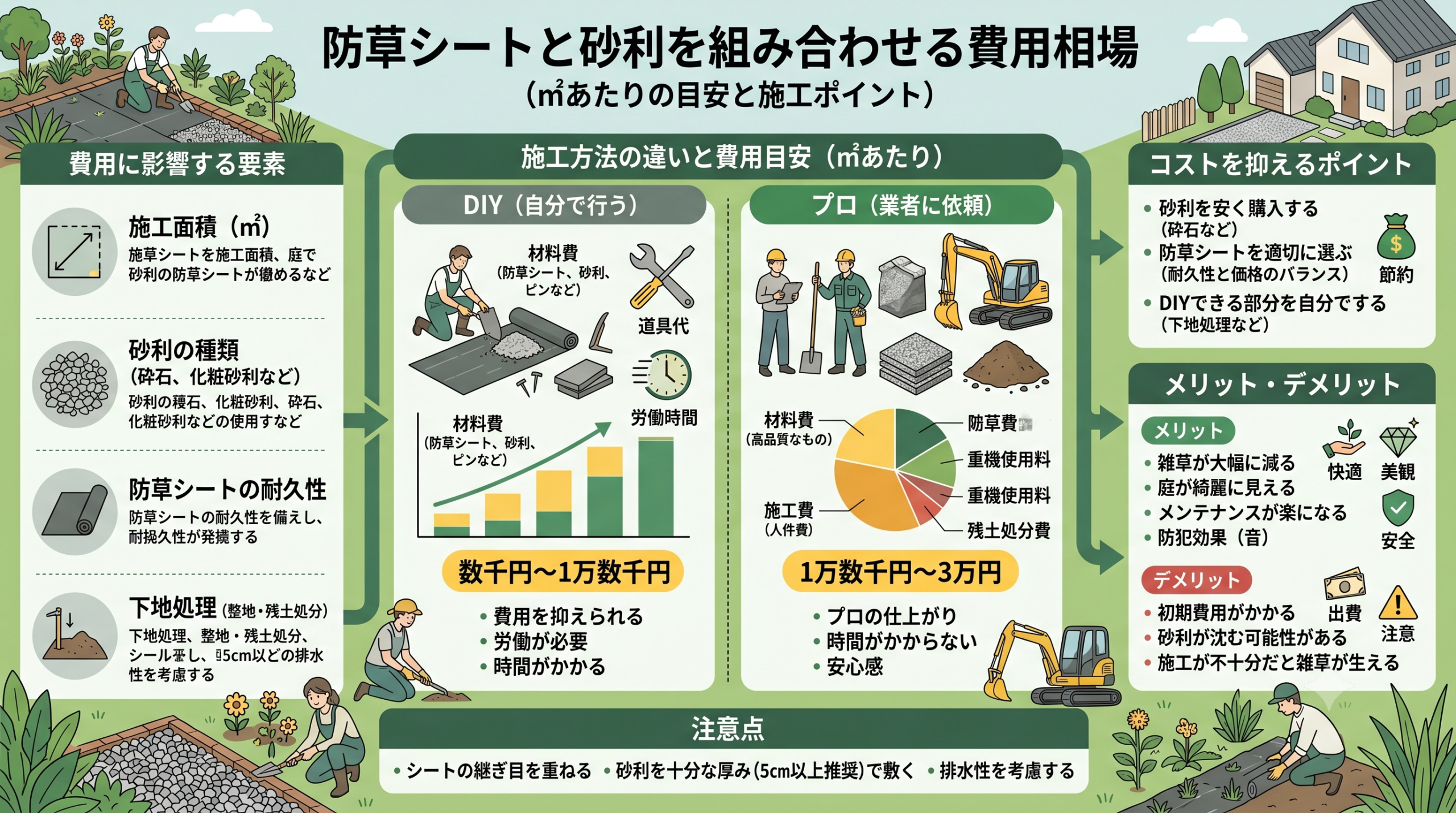 防草シートと砂利を組み合わせる費用相場