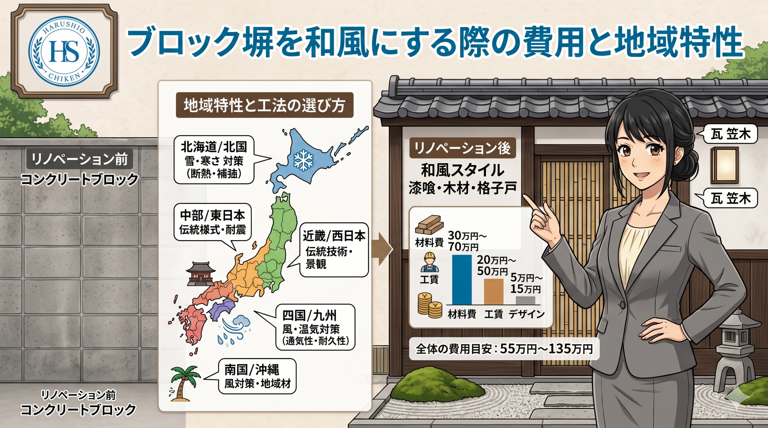 福岡県でブロック塀を和風にする際の費用と地域特性
