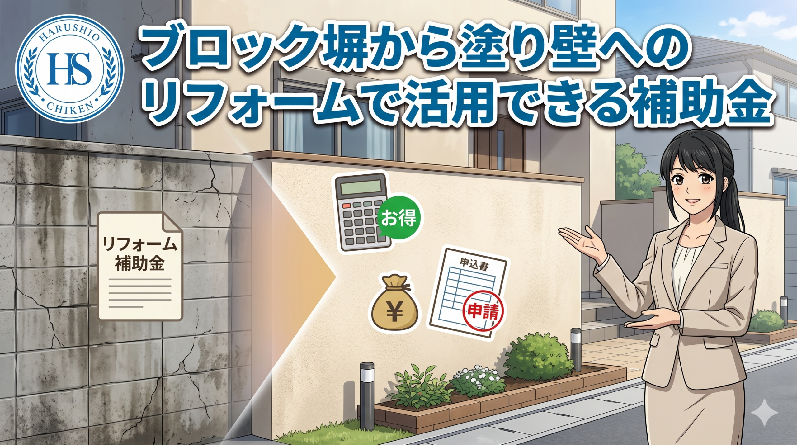 ブロック塀から塗り壁へのリフォームで活用できる補助金