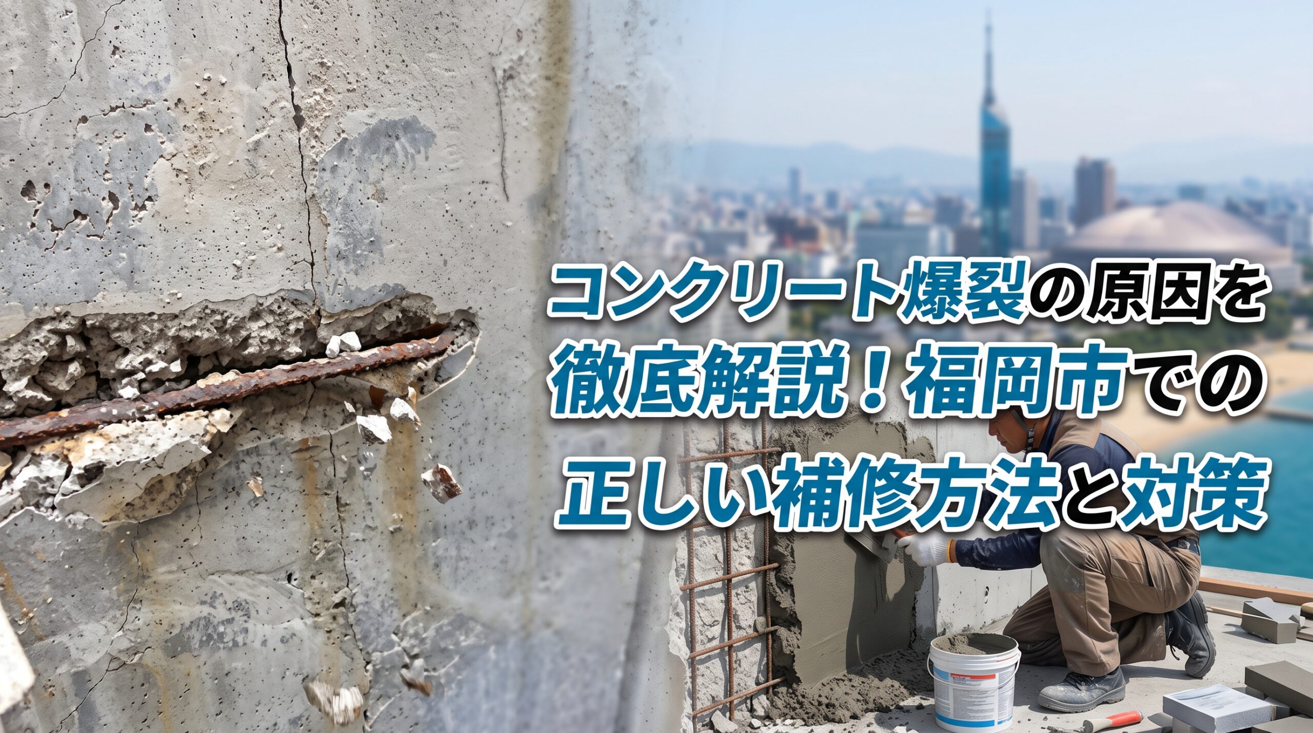 コンクリート爆裂の原因を徹底解説！福岡市での正しい補修方法と対策