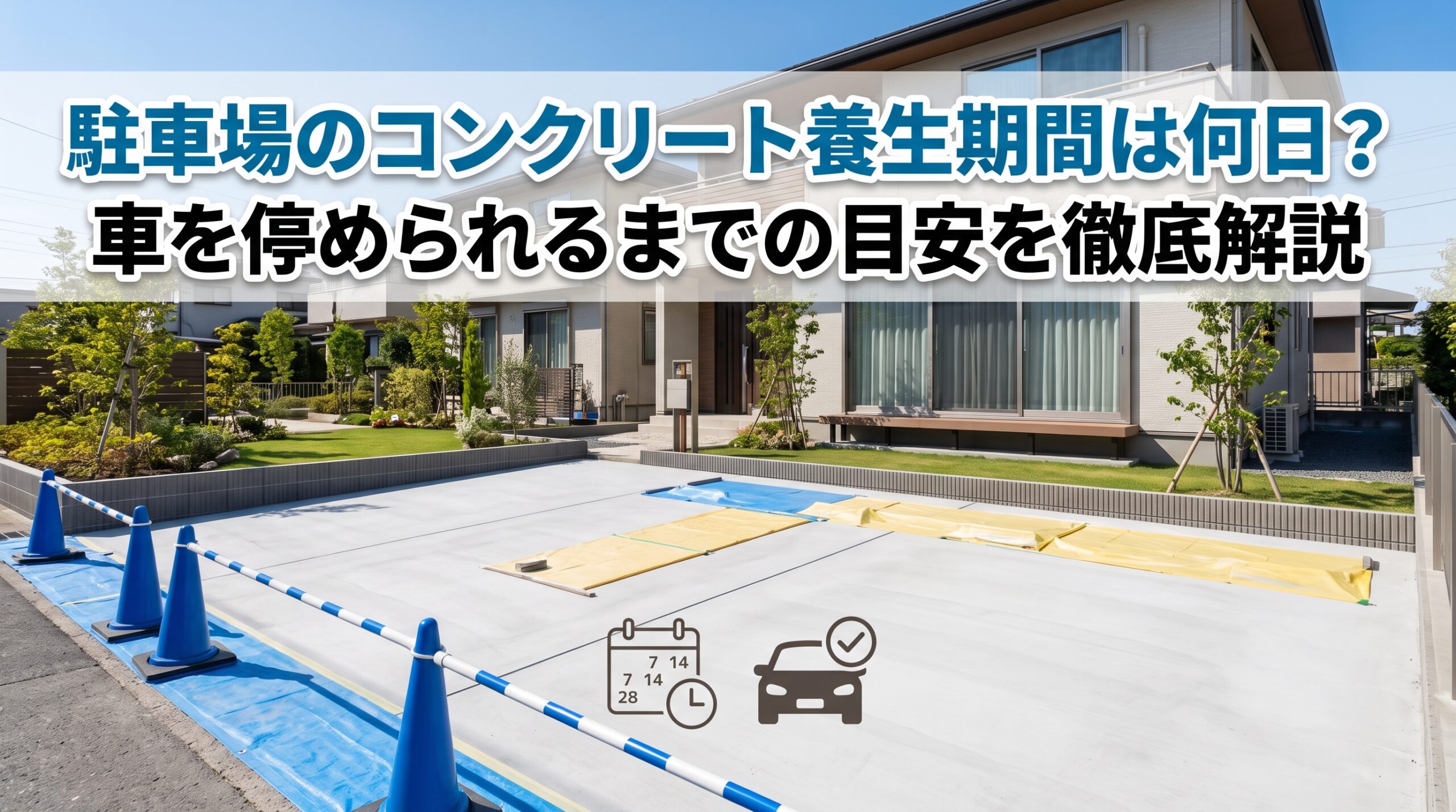 駐車場のコンクリート養生期間は何日？車を停められるまでの目安を徹底解説