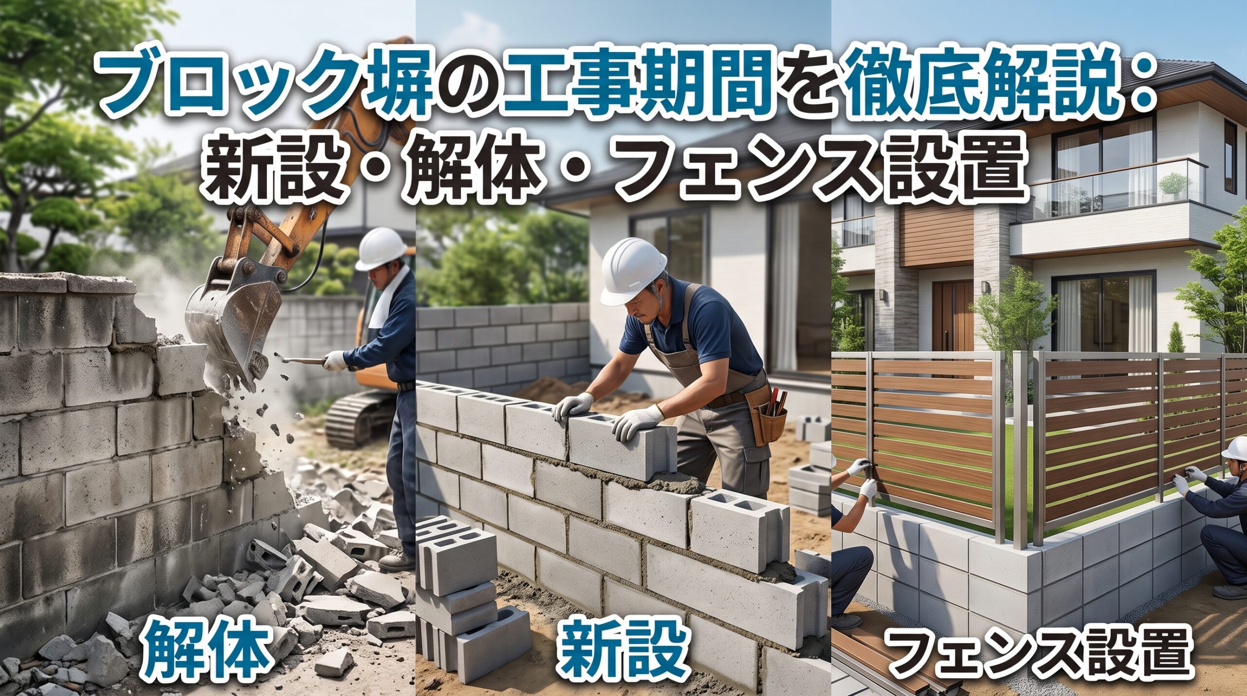 ブロック塀の工事期間は何日？新設・解体・フェンス設置の日数を徹底解説