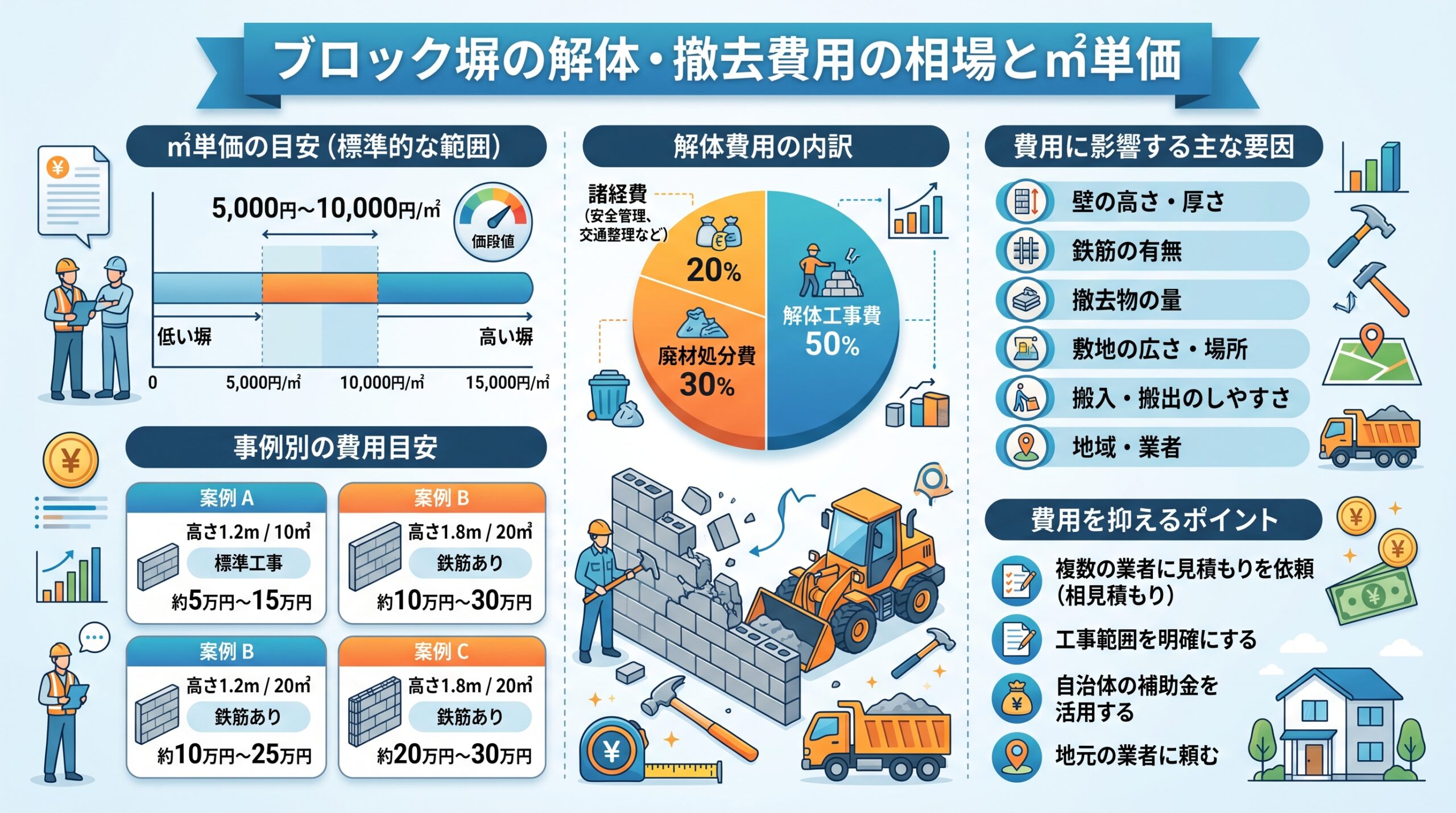 ブロック塀の解体・撤去費用の相場と㎡単価