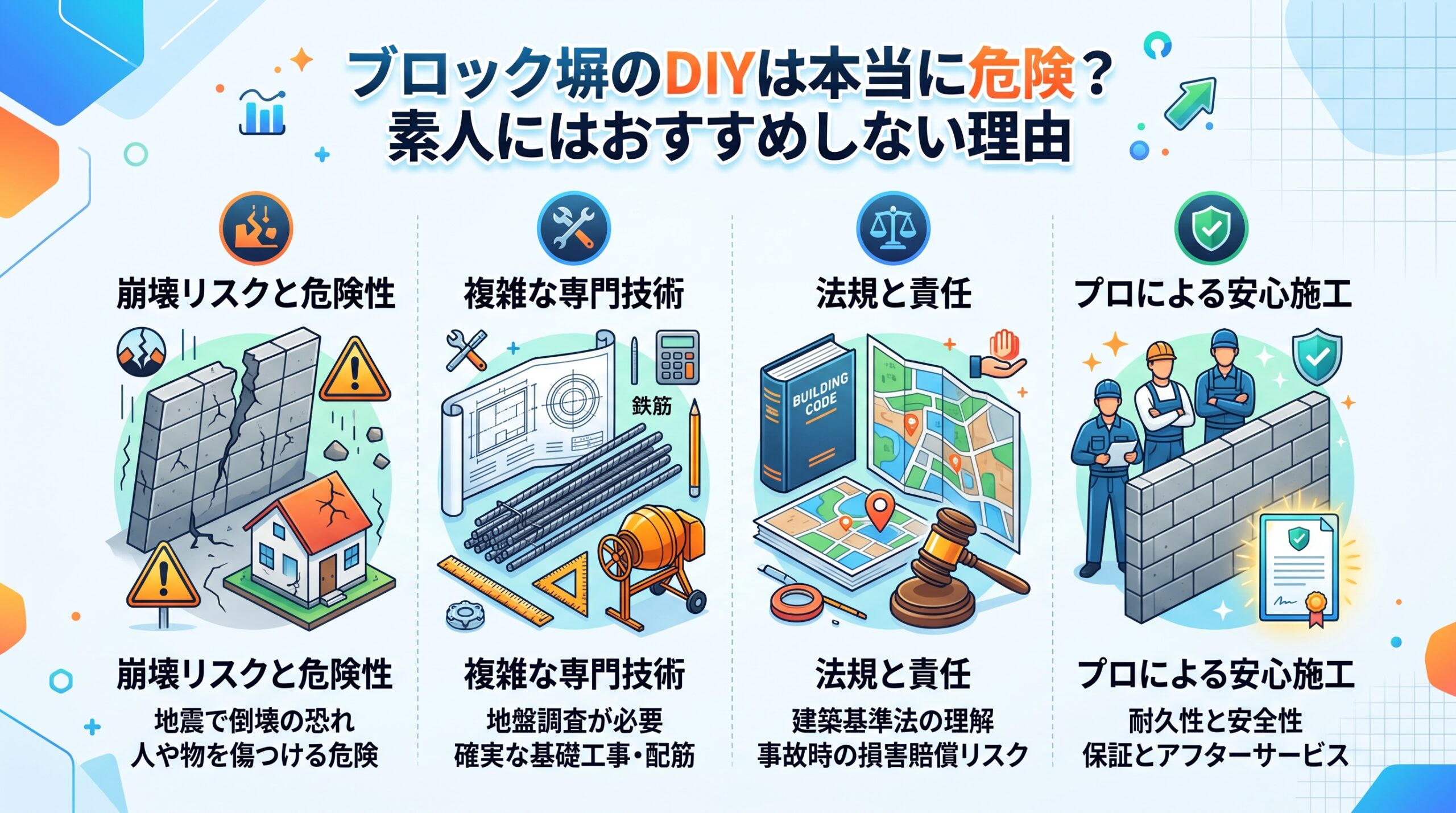 ブロック塀のDIYは本当に危険？素人にはおすすめしない理由