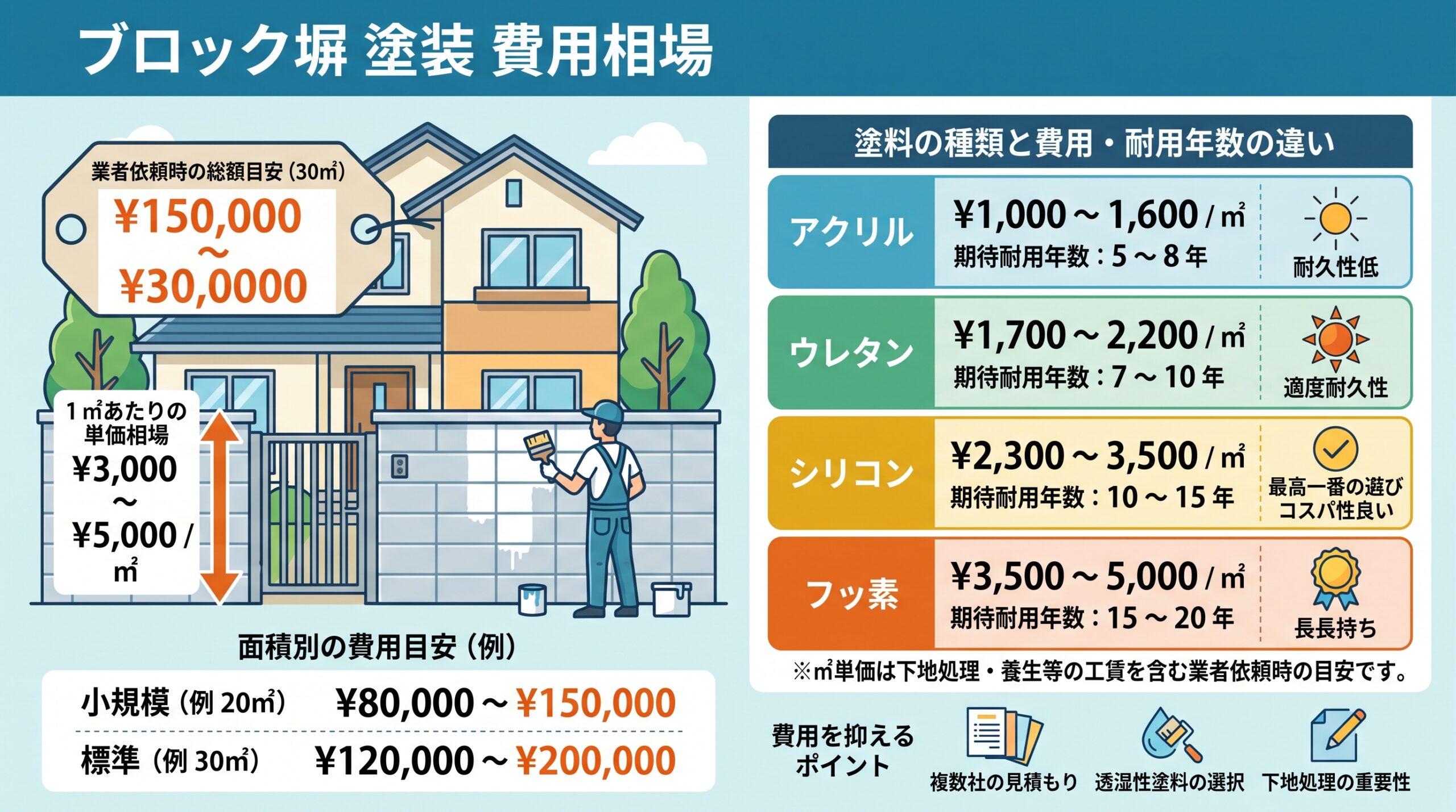 ブロック塀塗装の費用相場はいくら？
