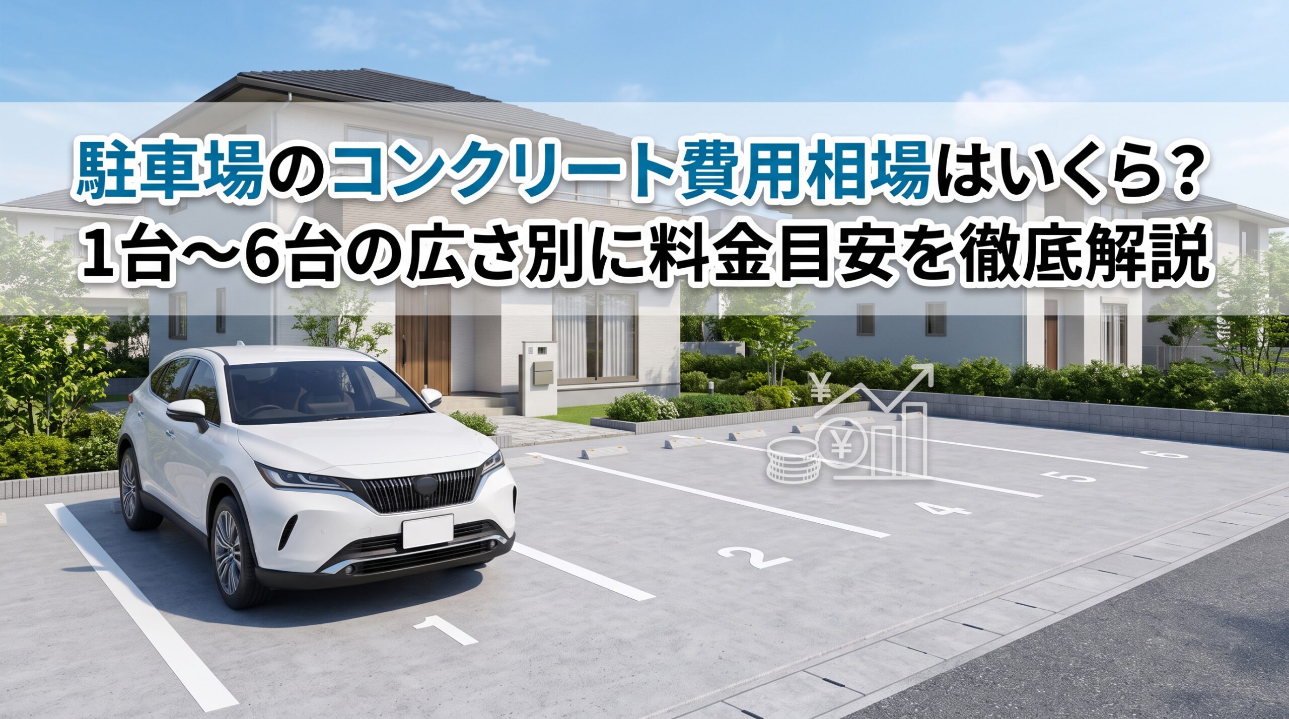駐車場のコンクリート費用相場はいくら？1台～6台の広さ別に料金目安を徹底解説