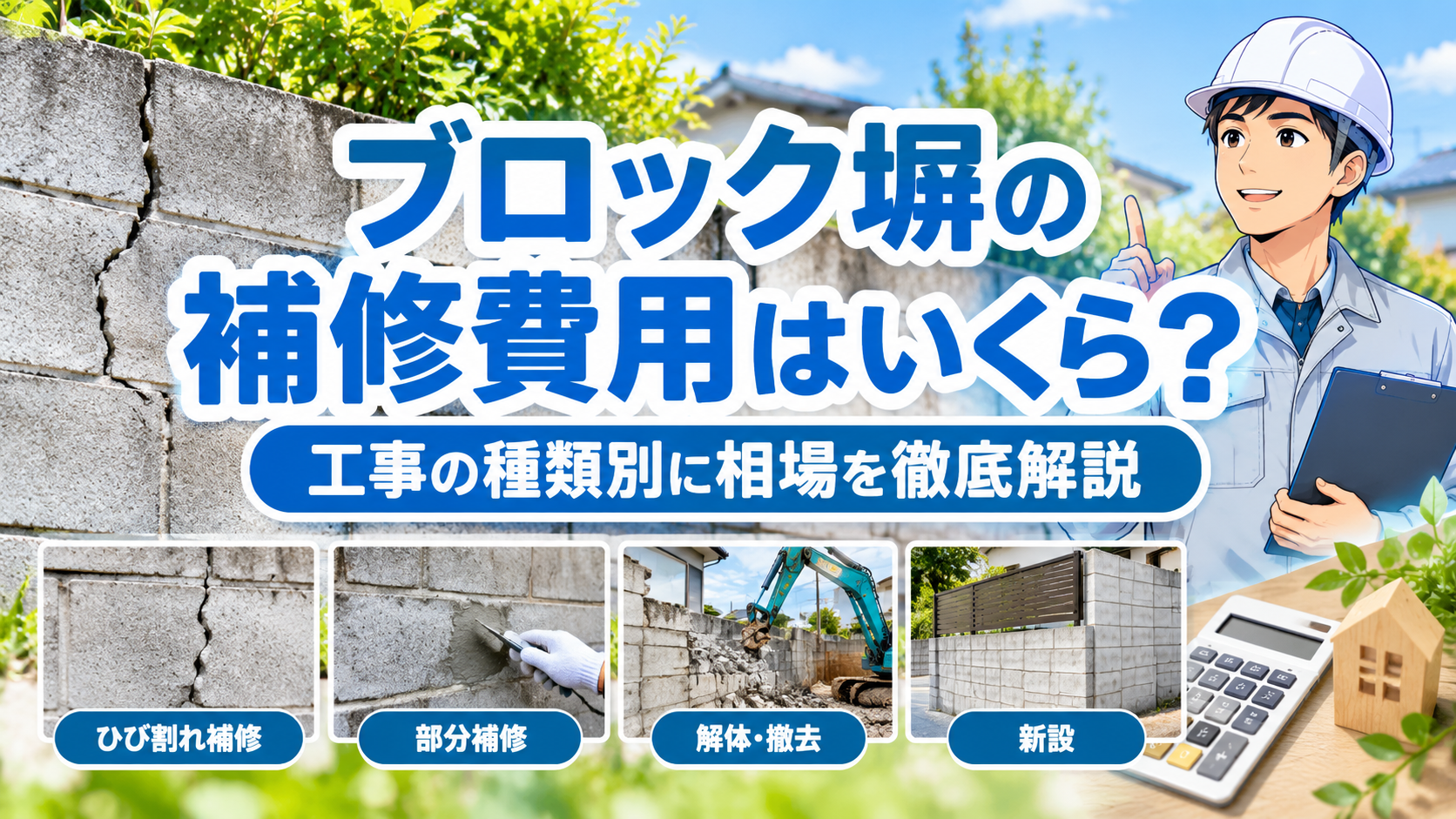 ブロック塀の補修費用はいくら？工事の種類別に相場を徹底解説