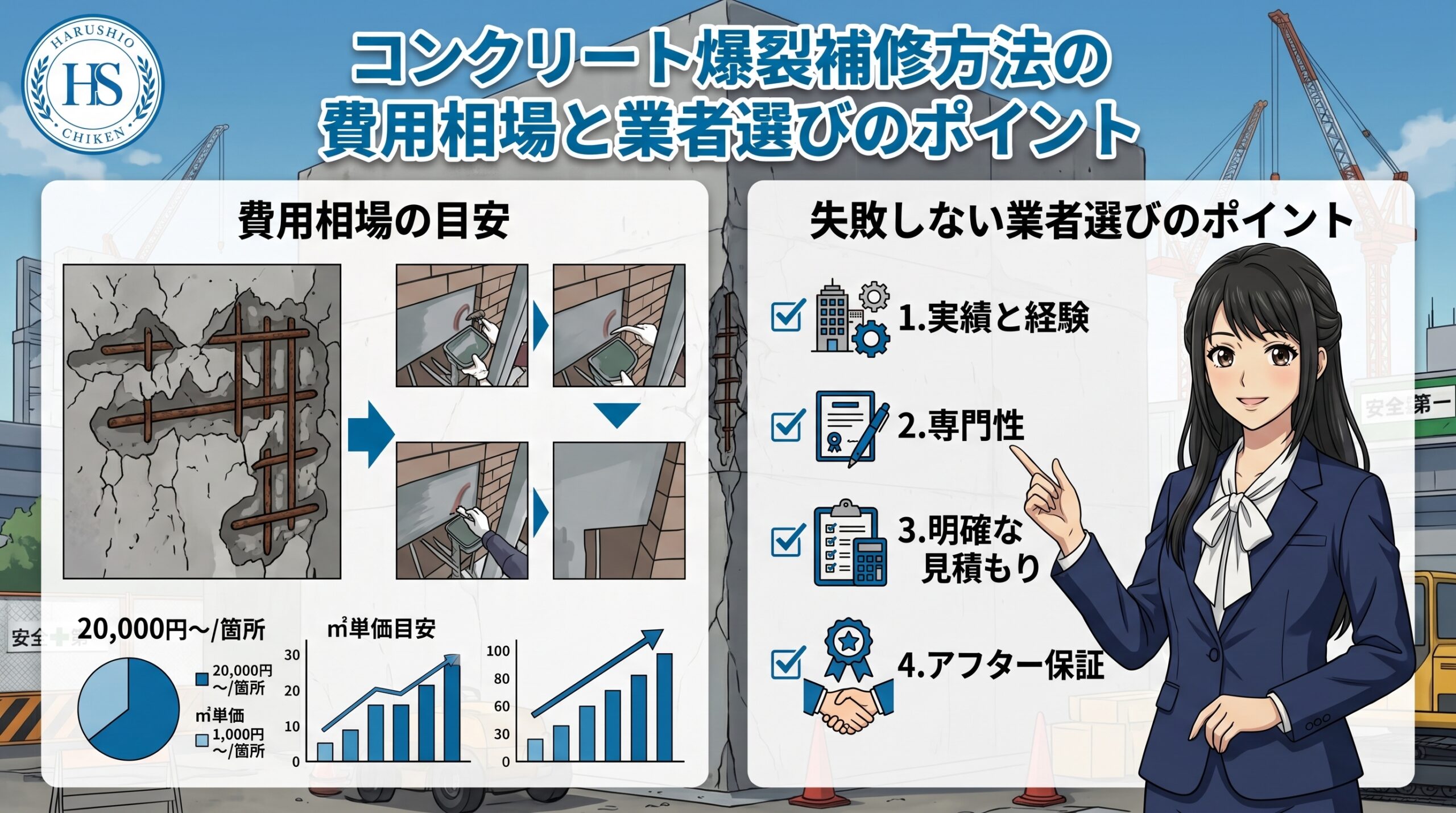 コンクリート爆裂補修方法の費用相場と業者選びのポイント